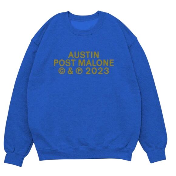 Post Malone BLUE CRYIN’ TOUR 2023 CREWNECK, New without Tag - Picture 1 of 10